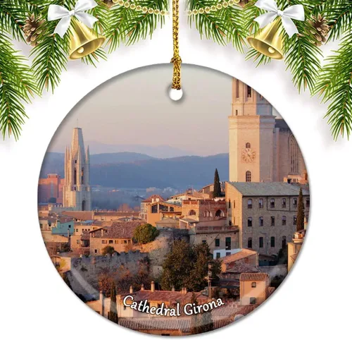 Miniatura 3 de España Cataluña Sala de Conciertos Barcelona Adornos de Navidad para árbol Colgante de cerámica Adorno de doble cara Decoración Regalos de Navidad