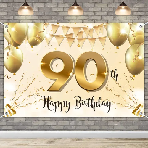 Miniatura 8 de HAMIGAR Fondo de pancarta de feliz cumpleaños 50 de 6 x 4 pies, decoraciones de cumpleaños de 50 años, suministros de fiesta para mujeres, oro blanco