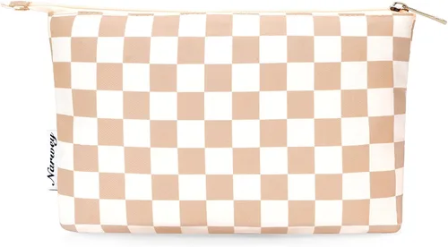 Miniatura 11 de Narwey Bolsa de Maquillaje Grande para Bolso de Cuero Vegano de Viaje Bolsa de Cosméticos con Cremallera para Mujeres, A-Negro