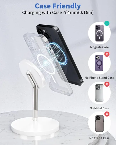 Miniatura 4 de Soporte de cargador inalámbrico magnético, cargador rápido de 25 W, soporte para iPhone, estación de carga inalámbrica con imán de 6 pies