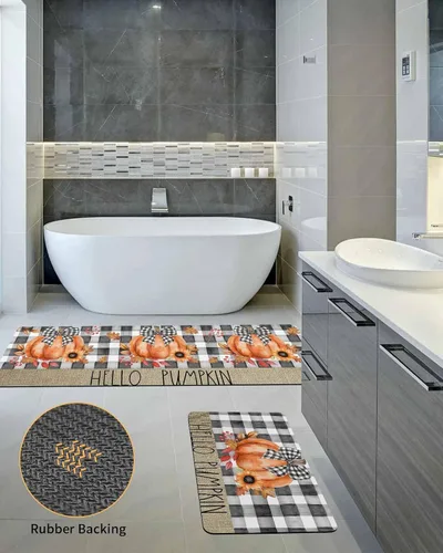 Miniatura 5 de Tapete de baño de acuarela de calabaza para bañera, antideslizante, de secado rápido y absorbente, tierra de diatomeas, fregadero, dormitorio
