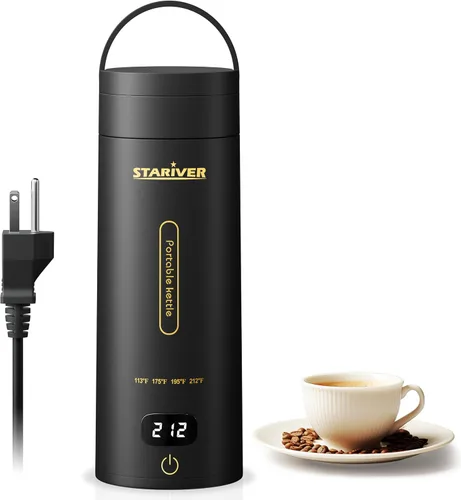 Miniatura 2 de Hervidor Eléctrico de Viaje, Hervidor Eléctrico Pequeño Portátil para Té y Café, Hervidor de Agua Caliente con 4 Controles de Temperatura
