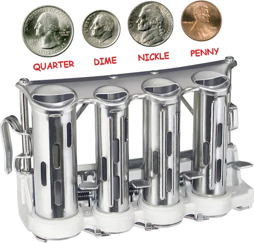 Miniatura 4 de McGill Metal Products NO1 cargador de dinero de acero, chapado en níquel, para monedas de un centavo, monedas de diez centavos y monedas