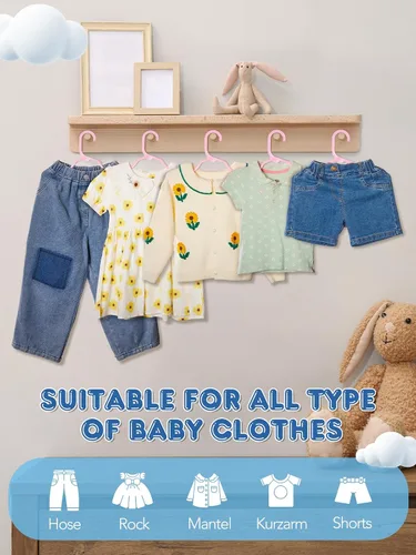 Miniatura 2 de SMARTOR Paquete de 60 perchas para bebé, perchas de plástico de 11.7 pulgadas para armario, perchas para ropa infantil y perchas para bebés, perchas