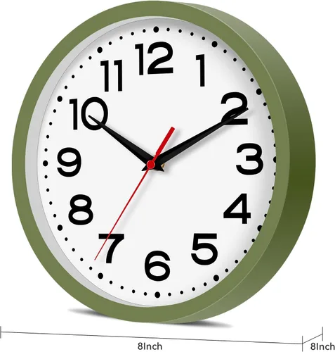 Miniatura 9 de Reloj de pared Roymnie, silencioso y sin tictac, moderno, funciona con pilas, analógico, pequeño, clásico, decorativo, de 20 cm, para cocina, baño