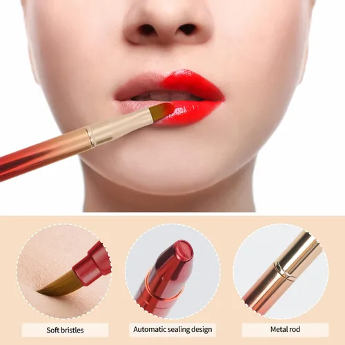 Miniatura 5 de Unaone [Paquete de 2] Cepillo de labios para lápiz labial, cepillos de labios retráctiles, cepillo de maquillaje de doble extremo para lápiz labial