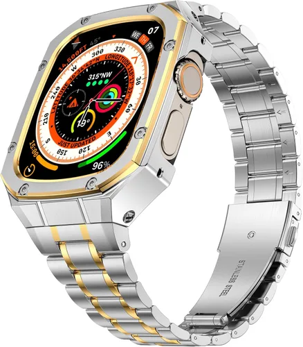 Miniatura 14 de Correa de reloj de acero inoxidable y funda compatible con Apple Watch Series 6 5 4 SE3/2/1 (1.732 pulgadas), serie 3 2 1 (1.654 pulgadas), correa