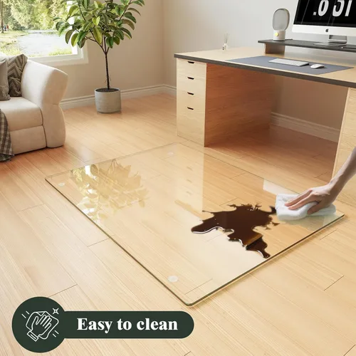 Miniatura 8 de Koonmi Tapete para silla de vidrio templado para suelos de madera dura y alfombras, 30 x 55 pulgadas, protector de piso de oficina transparente