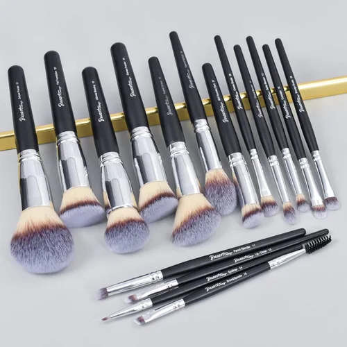 Miniatura 7 de Bueart Design 19 piezas Juego de brochas de maquillaje ULTRA SUAVE con etiqueta negra Incluye brocha grande para polvo, brocha plana para base