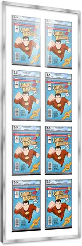 Miniatura 43 de Marco de cómic con paspartú para 8 CGC, CBCS o PGX Graded Comics - Marco de cómic blanco para cómics de 8.125 x 13 pulgadas Marco blanco
