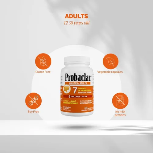 Miniatura 4 de Probaclac Probióticos para adultos – Salud intestinal diaria y apoyo inmunológico, alivia la hinchazón y apoya el equilibrio digestivo – 60 cápsulas