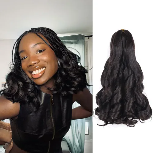 Miniatura 81 de Cabello rizado francés trenzado de 10 pulgadas, color 4, cabello rizado preestirado, 8 paquetes de trenzas de ganchillo de rizo francés para trenzas