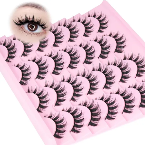 Miniatura 12 de 20 pares de pestañas postizas naturales esponjosas de ojo de gato, pestañas postizas de 4 estilos mixtos gruesos y finos, pestañas de visón