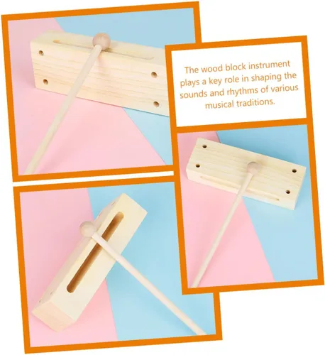 Miniatura 8 de 2 juegos de instrumentos de percusión de madera, bloque de madera de doble tono con mazos para educación musical, instrumento rítmico para aula