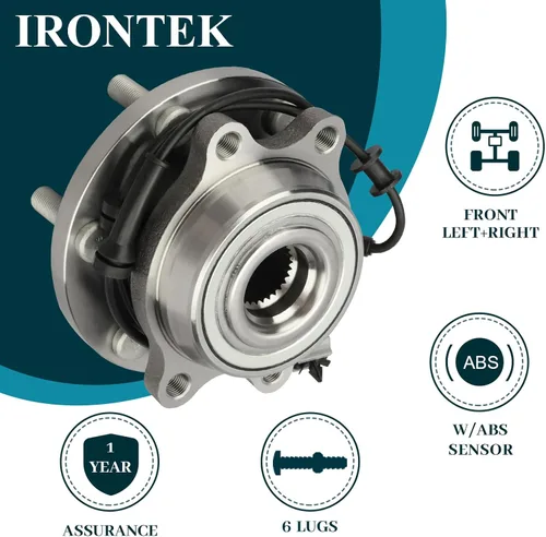 Miniatura 2 de IRONTEK 515065x2 Conjunto de cojinete de rueda delantera y cubo con ABS para 2005-2015 para Nissan Frontier/Xterra, Pathfinder 2005-2012, 2009-2012