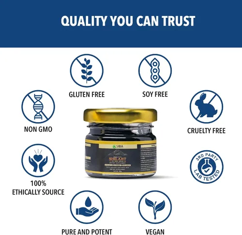 Miniatura 4 de Siba - Resina Shilajit pura del Himalaya para hombres y mujeres, triple purificada con más de 85 minerales traza y 70% ácido fúlvico para uso