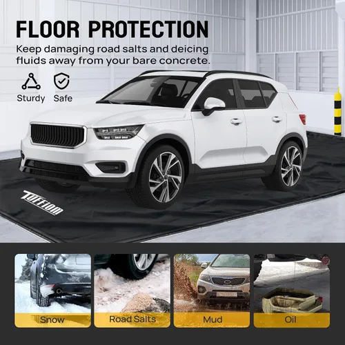 Miniatura 2 de TUFFIOM - Tapete de contención de 9' x 20' con escobilla, tapetes de piso de garaje para debajo del coche, tapetes de estacionamiento para coches