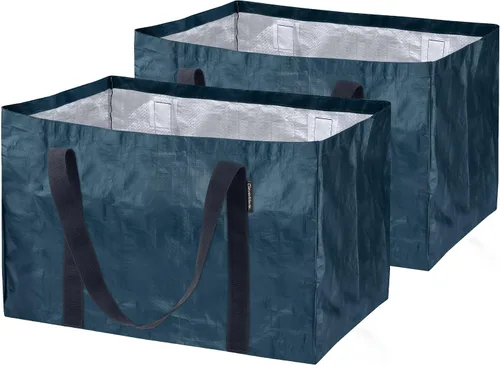 Miniatura 11 de Bolsas de almacenamiento plegables CleverMade, paquete de 2 bolsas de embalaje reutilizables de plástico resistentes de gran