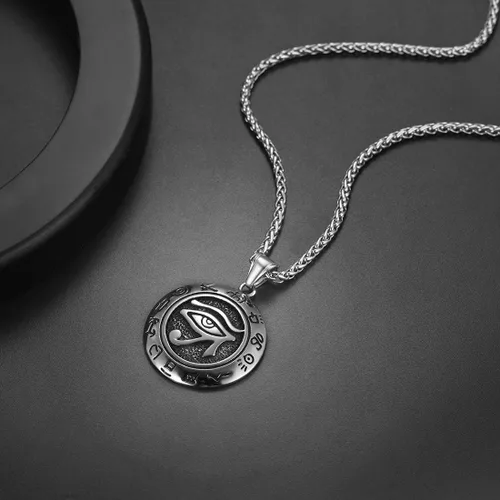 Miniatura 3 de U7 Horus Necklaces for Men Women, Stainless SteelBlackGold Plated Ankh Cross Egyptian Symbol Jewelry, Eye of Horrus Pendant with 22 Inch Chain