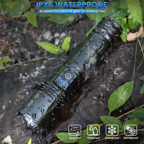 Miniatura 5 de Paquete de 3 linternas recargables de 990,000 lúmenes altos, linternas LED superbrillantes, 5 modos de enfoque ajustable, IPX7 impermeable, potente