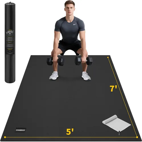 Miniatura 11 de CAMBIVO Alfombrillas de ejercicio grandes para entrenamiento en casa, 8 x 6 pies/7 x 5 pies/6 x 4 pies (0.276 in) extra gruesas para gimnasio