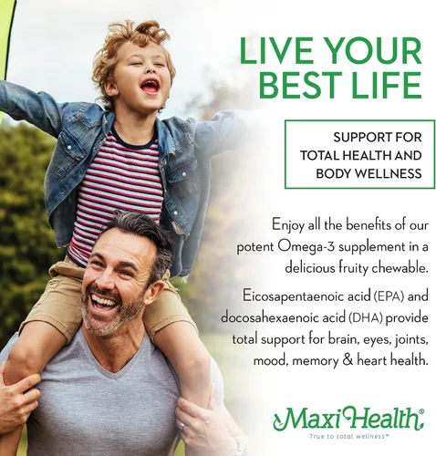 Miniatura 3 de Maxi Health Omega Yums 1000 - Apto para niños, sabor afrutado, 110 cápsulas de cápsula blanda, Kosher