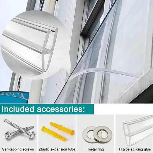 Miniatura 4 de Curved Window Door Canopy,Canopy Awning,Porch Canopy for House Fronts,Transparent Polycarbonate Cover,Rain Protector Shelter,Water UV/Heat