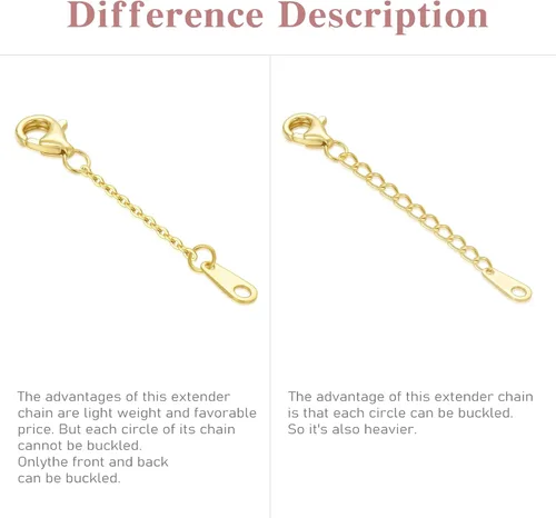 Miniatura 5 de Extensor de collar de oro real de 10 quilates y 14 quilates de 11.522.5345 pulgadas, cadena extensora de collar y pulsera, cadena extensora de oro