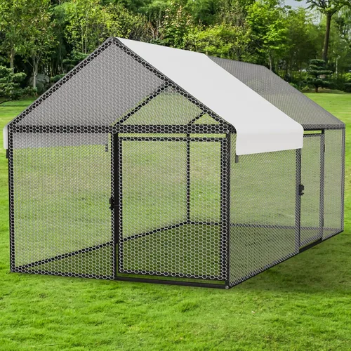 NUGRIART Gallinero de Metal con Cubierta Impermeable, 79"x40"x40" Jaula Portátil para Aves de Corral, Gallinero Exterior para Patio Trasero Granja