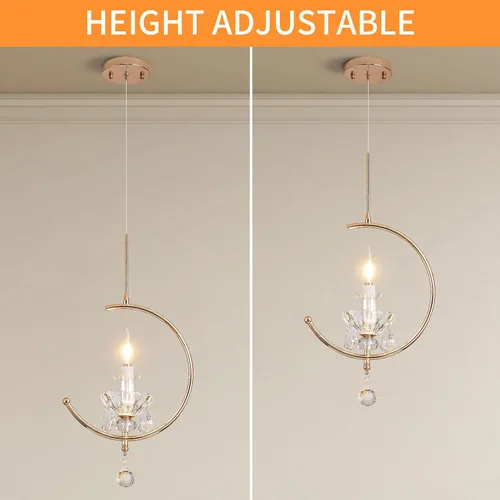 Miniatura 3 de Luces colgantes modernas isla de cocina: lámpara colgante de vela de cristal K9 - 1 bombilla E12 lámparas de iluminación vintage para comedor, baño