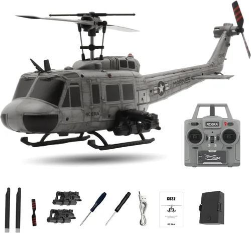 RC ERA C032 UH-1 Huey Helicóptero RC, escala 1:48, giroscopio de 6 ejes, 6 canales, sin escobillas, aviones estabilizados sin varilla sin