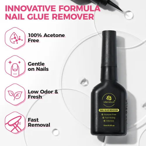 Miniatura 3 de UNA GELLA Removedor de pegamento para uñas postizas 15ml Stick mejorado y removedor 2 en 1 para puntas de uñas postizas de acrílico, removedor