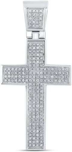Miniatura 2 de Diamond2Deal Colgante de plata de ley para hombre con cruz romana de diamante redondo de 12 qttw, color G-H, claridad I3, Metal Gema, diamante blanco