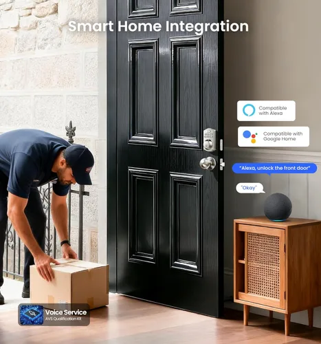 Miniatura 6 de Veise VE012W-K - Cerradura inteligente de huellas dactilares WiFi integrada con 2 perillas, no necesita concentrador, control remoto por aplicación