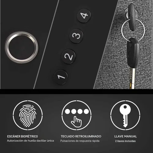 Miniatura 3 de Caja fuerte biométrica deslizante para pistola para mesita de noche, escritorio, lado de cama, camión - Caja fuerte de puerta corredera automática