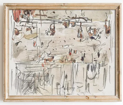 Kizbok Arte de pared neutro, pintura minimalista de línea abstracta, decoración de pared beige moderna, arte de pared neutral para dormitorio, baño,