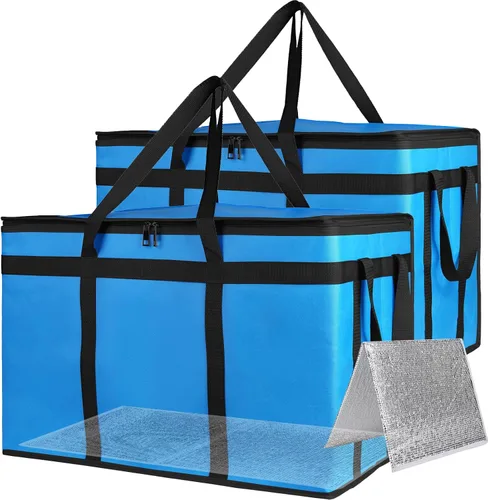 Miniatura 13 de Bodaon Paquete de 2 bolsas grandes aisladas para entrega de alimentos, XXXL para compras de comestibles/catering/pizza, bolsa de entrega de viaje