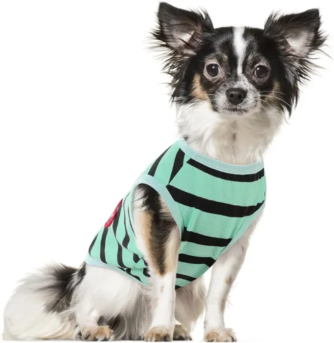 Miniatura 33 de Camiseta a rayas para perros y gatos, chaleco de algodón para primavera, verano, para mascotas, adecuada para mascotas pequeñas y medianas y Amarillo