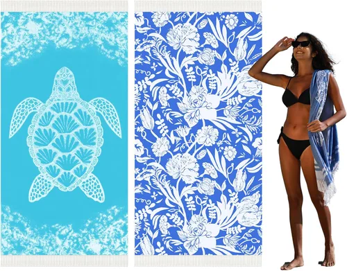 Miniatura 26 de Widdonen Toalla de playa turca fina, ligera, de secado rápido, absorbente, de algodón, para baño, piscina, toallas de natación, extra grandes, sin
