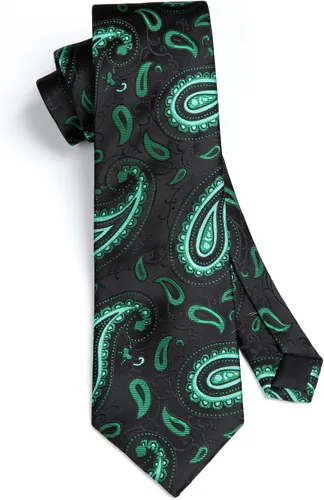 Miniatura 14 de HISDERN Corbatas para hombre, corbata de cachemira y bolsillo cuadrado tejido clásico floral para hombre, corbata de fiesta de boda