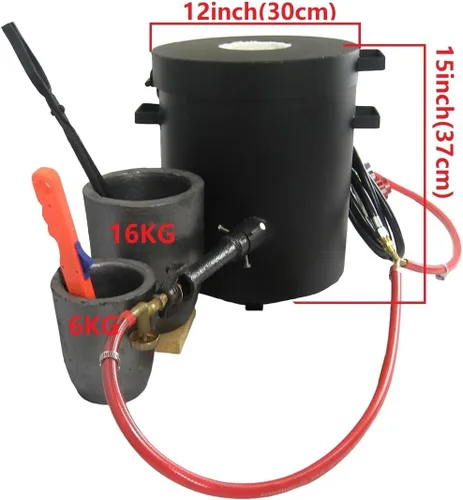 Miniatura 2 de LSMIITTH Horno de fusión de propano de 35.3 lbs para aluminio, oro, plata, cobre, doble quemador 200,000 BTU Kit de fundición de alta eficiencia