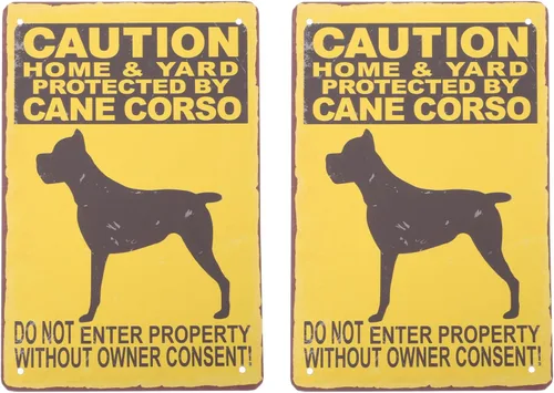 Yardwe Letrero de advertencia vintage para perro, pintura colgante, 12 x 8 pulgadas, decoración de pared de hierro para jardín, césped, patio, uso