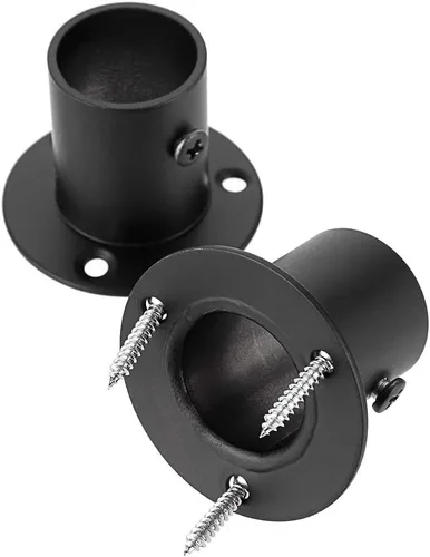 Miniatura 3 de OwnMy Paquete de 4 soportes de barra de acero inoxidable, soporte de tubo de montaje en pared con tornillos para armario, armario, barra de cortina