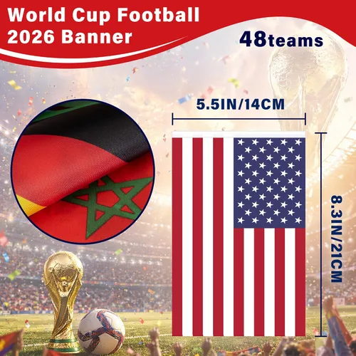 Miniatura 4 de Bandera de la Copa del Mundo 2026, banderín internacional de 48 países, torneo de fútbol nacional para bar deportivo, club, jardín en casa