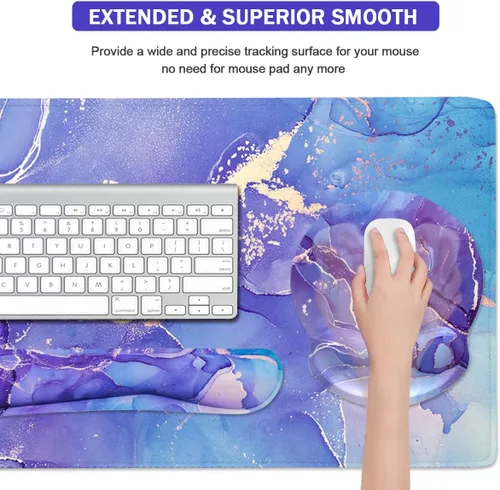 Miniatura 5 de Set de Reposamuñecas para Mouse de Juego 4 en 1, Alfombrilla de Escritorio + Alfombrilla de Mouse con Reposamuñecas + Reposamuñecas para Teclado + 4