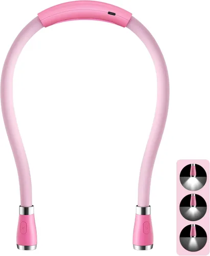 Luz de libro para el cuello, lámpara de lectura LED, recargable por USB-C, manos libres, 4 bombillas LED, 4 bombillas LED, 4 brillo ajustable, para