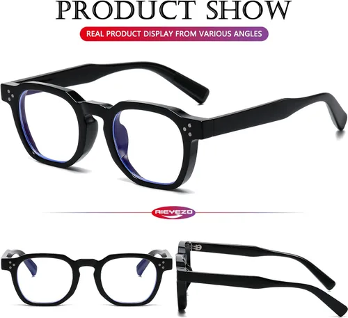 Miniatura 4 de AIEYEZO Lentes retro de luz azul para hombres y mujeres, anteojos cuadrados con marco grueso, gafas de computadora vintage de moda