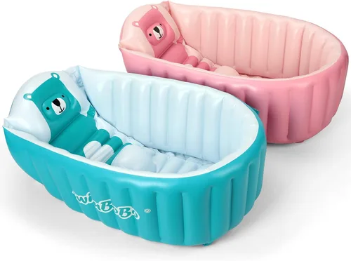 Miniatura 6 de Bañera Inflable para Bebé Portátil Plegable Mini Piscina de Viaje Ayuda a los Bebés en la Transición a Bañera para Niños Pequeños (Azul)