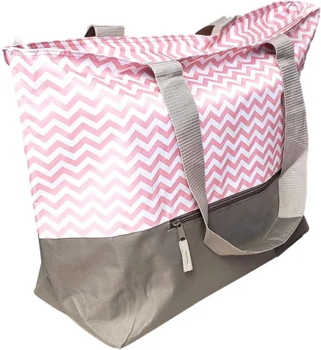 Miniatura 5 de Bolsa de fin de semana con estampado de cheurón XL con asas de malla y bolsillo exterior con cremallera