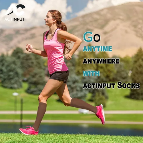 Miniatura 13 de ACTINPUT 8 pares de calcetines de compresión para mujeres y hombres, medias de compresión de apoyo para médicos, correr, atletismo